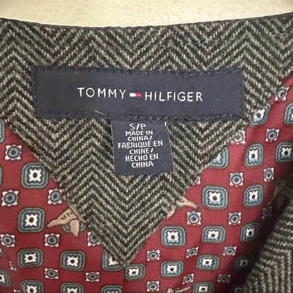 TOMMY HILFIGER HERRINGBONE NOTCHED WOOL BLEND VEST SIZE SMALL - Picture 12 of 16